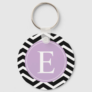 Llavero Personalizado de Chevron Black White Purple