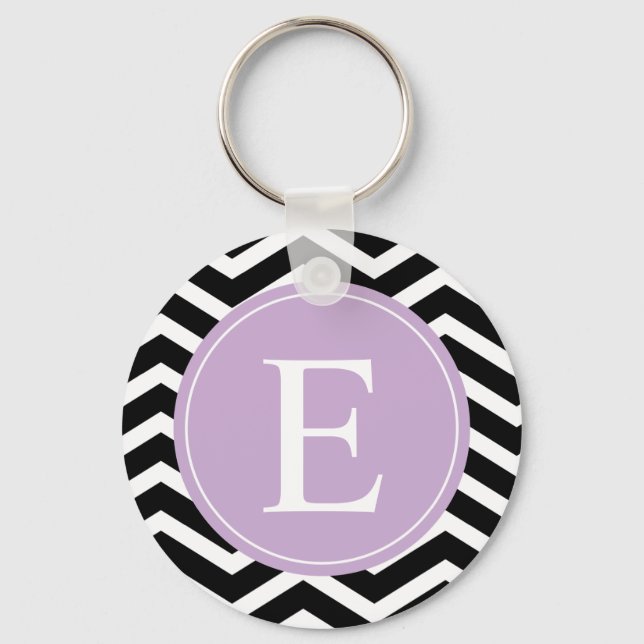 Llavero Personalizado de Chevron Black White Purple (Anverso)
