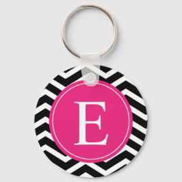 Llavero Personalizado de Chevron Rosa Blanco Negro