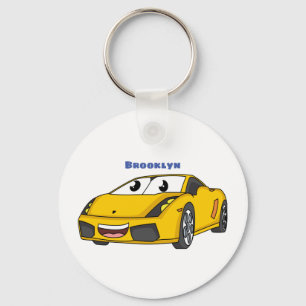 Llavero Personalizado de coche deportivo amarillo alegre