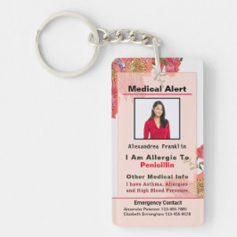 Llavero Personalizado de contacto de emergencia de alerta