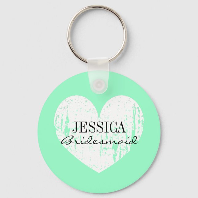 Llavero personalizado de corazón verde menta para  (Anverso)