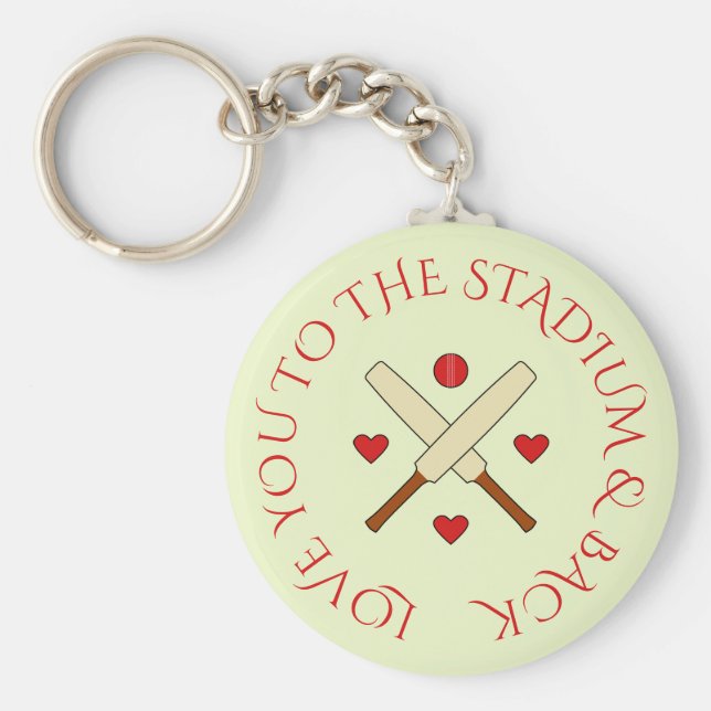 Llavero Personalizado de cricket romántico texto rojo verd (Frente)
