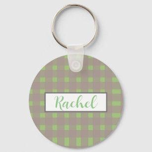 Llavero Personalizado de Cuadros Verde Gris