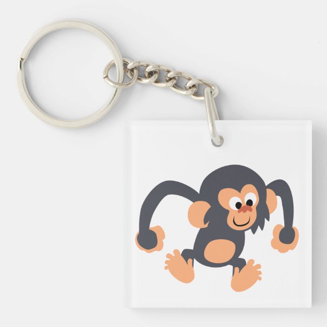 Llavero Personalizado de Cute Bouncy Chimpanzee Acrylic Ke (Frente)