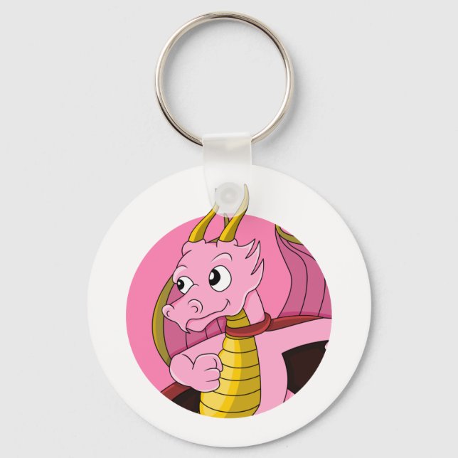 Llavero Personalizado de dragón rosa (Anverso)