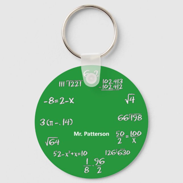 Llavero Personalizado de ecuaciones de matemáticas verdes (Anverso)
