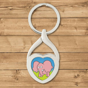 Llavero Personalizado de elefantes rosados