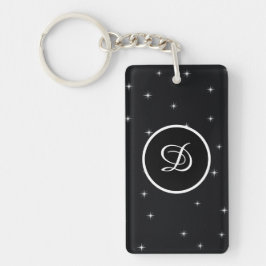 Llavero personalizado de estrellas retro inicial monograma