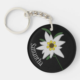 Llavero Personalizado de Flores Edelweiss blancas y negras