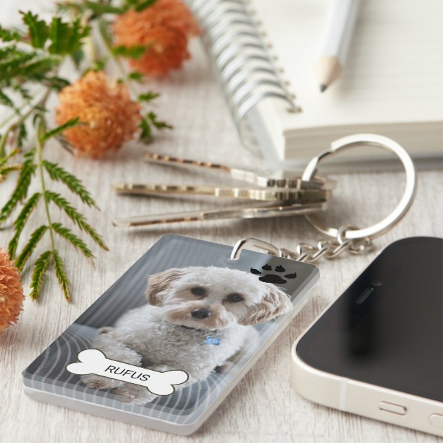 Llavero Personalizado De Fotografía Y Nombre Hizo Perro Pe (Frente Derecha)