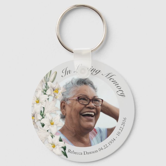 Llavero Personalizado de fotos de flores de lirio blanco v (Anverso)