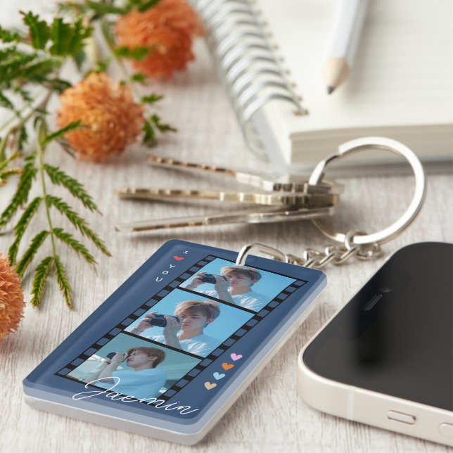 Llavero Personalizado de fotos y cadenas de texto (Frente Derecha)