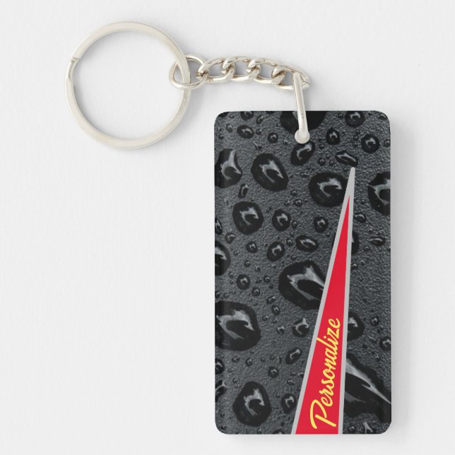 Llavero Personalizado de Fuego Rojo de las burbujas Negras (Frente)