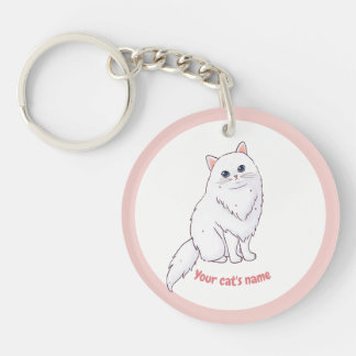 Llavero Personalizado de Gato Blanco Adorable
