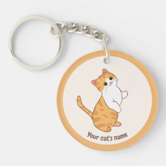 Llavero personalizado de gato blanco naranja