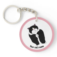 Llavero personalizado de gato esmoquin adorable