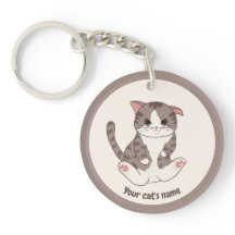 Llavero Personalizado de Gato Marrón Adorable