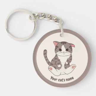 Llavero Personalizado de Gato Marrón Adorable