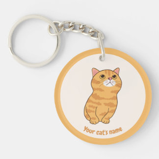 Llavero personalizado de gato naranja lindo