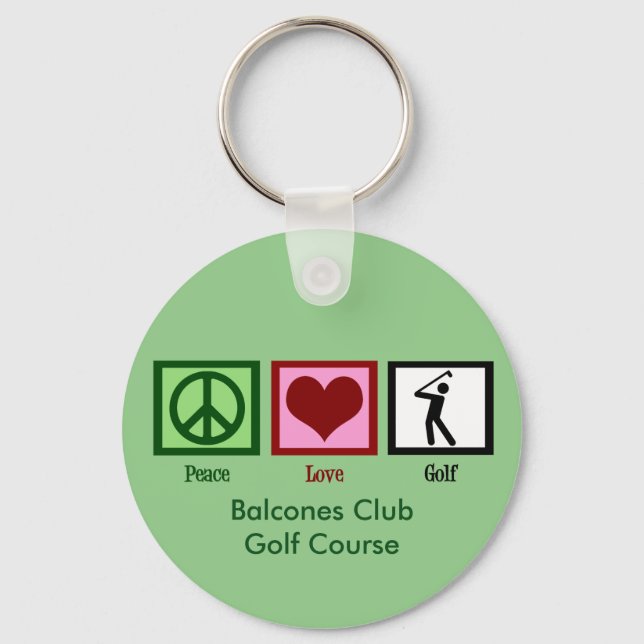 Llavero Personalizado de golf Peace Love Country Club o Ca (Anverso)