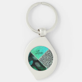 Llavero Personalizado de impresión de leopardo tropical Ve