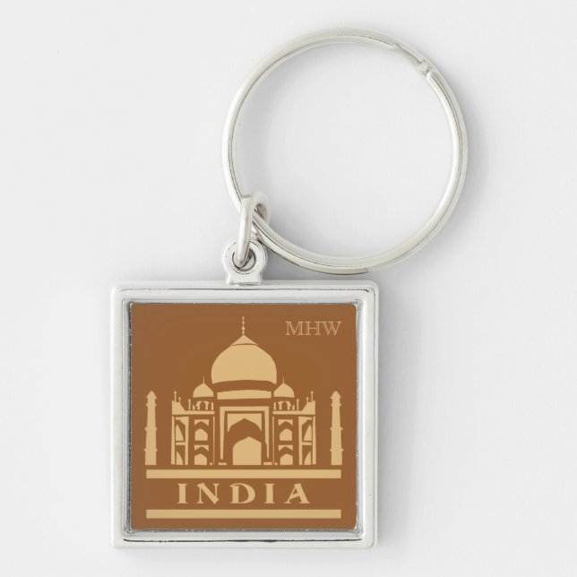 Llavero PERSONALIZADO de INDIA monogénico y cadenas de cla (Frente)
