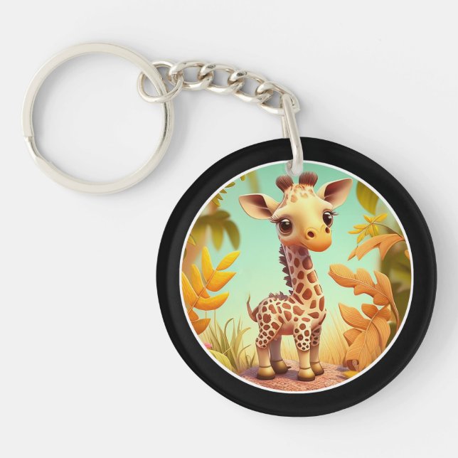Llavero Personalizado de jirafa de bebé trópico (Frente)