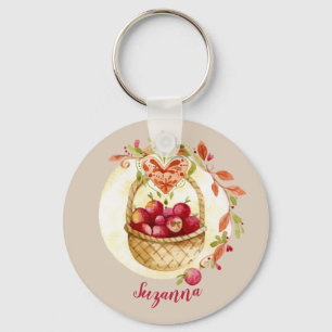 Llavero personalizado de la cesta de manzanas de o
