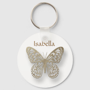 Llavero personalizado de la mariposa del blanco y
