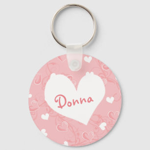Llavero personalizado de los corazones del rosa
