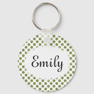 Llavero personalizado de lunares verdes y blancos