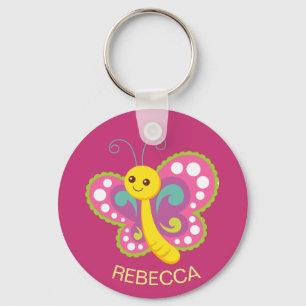 Llavero Personalizado de mariposa dulce lindo rosa persona