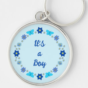 Llavero Personalizado de mariposas y flores Blue Baby Boy