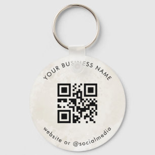 Llavero Personalizado de mármol de moda Negocio Código Qr