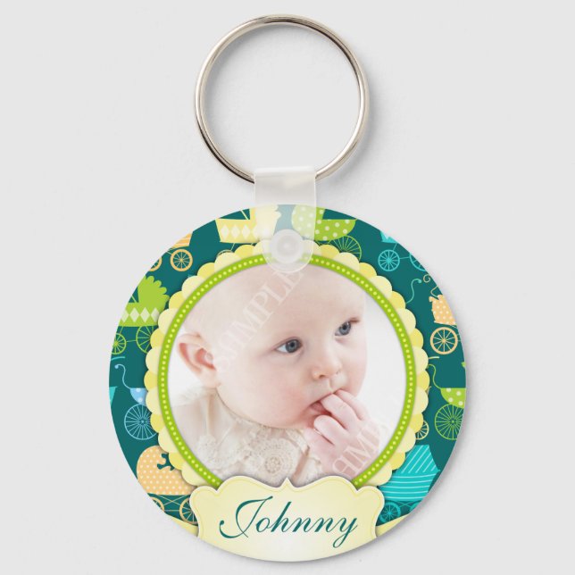 Llavero Personalizado de Moda de Stroller Foto Keepsake (Anverso)