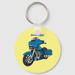 Llavero Personalizado de moto azul feliz
