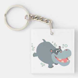 Llavero Personalizado De Natación Cuta Hippo Clásica Acríl