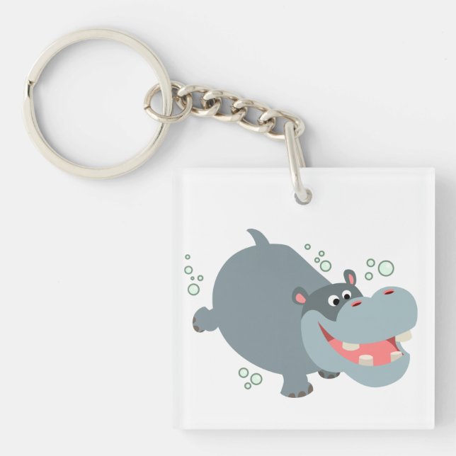 Llavero Personalizado De Natación Cuta Hippo Clásica Acríl (Frente)