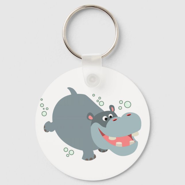 Llavero Personalizado de natación suave Hippo Keychain (Anverso)