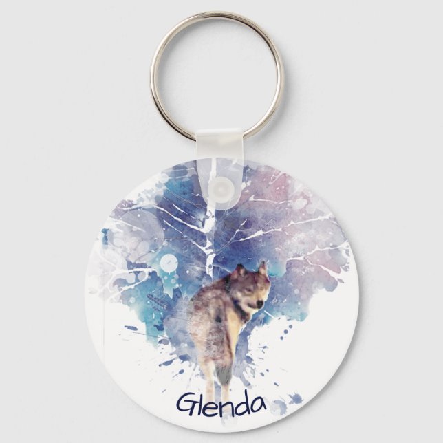 Llavero Personalizado de Naturaleza Animal de la Loba Gris (Anverso)