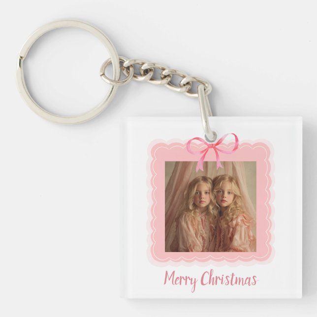 Llavero Personalizado de Navidad con Foto Familiar (Frente)