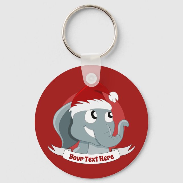 Llavero personalizado de navidades con un tierno elefante (Anverso)