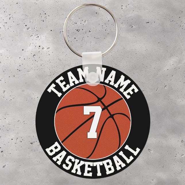 Llavero Personalizado de nombre y número de jugador del eq (Basketball keychain with custom team name and player jersey number.)