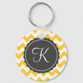 Llavero Personalizado de oro y Zig Zag gris inicial