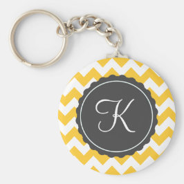 Llavero Personalizado de oro y Zig Zag gris inicial