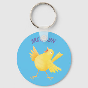 Llavero Personalizado de pájaro canario amarillo cantando