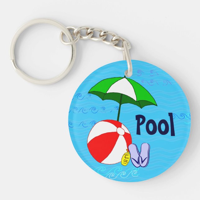 Llavero personalizado de paraguas de piscina de pe (Frente)