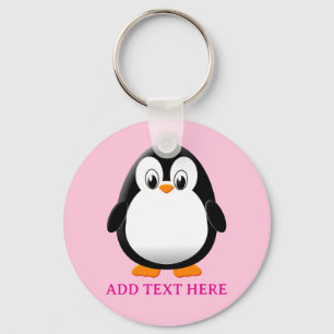 Llavero Personalizado de pingüino lindo Personalizado rosa
