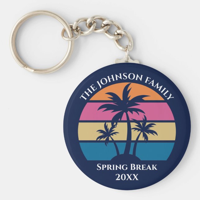 Llavero Personalizado de playa tropical cúpula Blue Beach  (Frente)